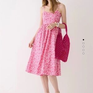 J Crew A-line Cotton Poplin Midi Dress in Rosebud floral